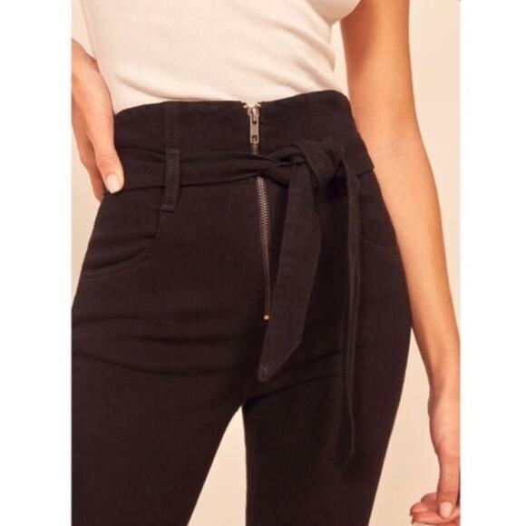 Reformation Yasmin Jeans in Black Size 26 Paperbag Front Zipper Stretch - Picture 3 of 14
